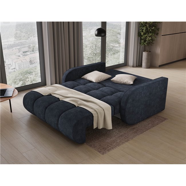 Sofa bed Eldeverio 3-seater, sleeping function, Aura 40, velvet, blue, H83x154x103cm