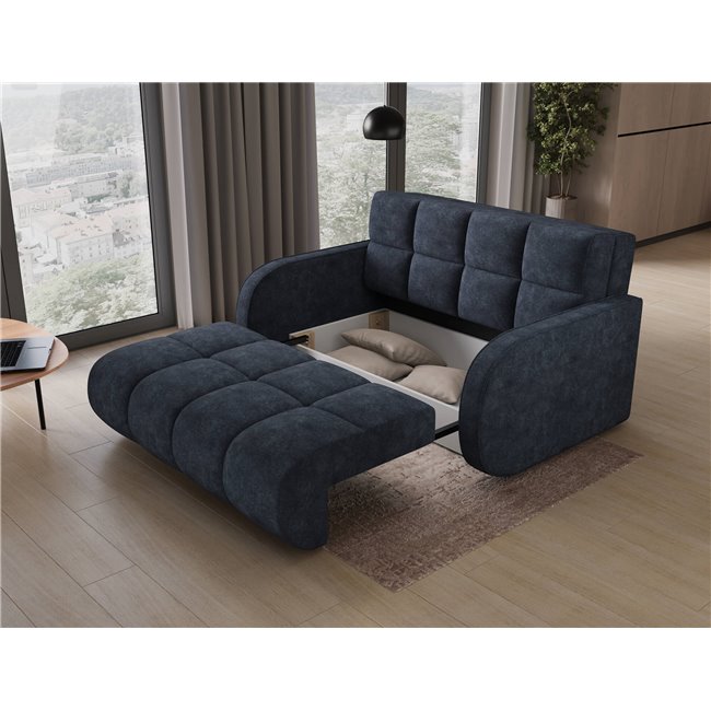 Sofa bed Eldeverio 3-seater, sleeping function, Aura 40, velvet, blue, H83x154x103cm