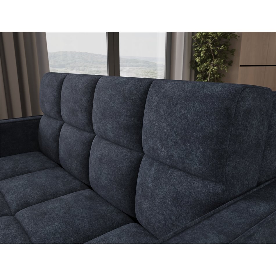 Sofa bed Eldeverio 3-seater, sleeping function, Aura 40, velvet, blue, H83x154x103cm