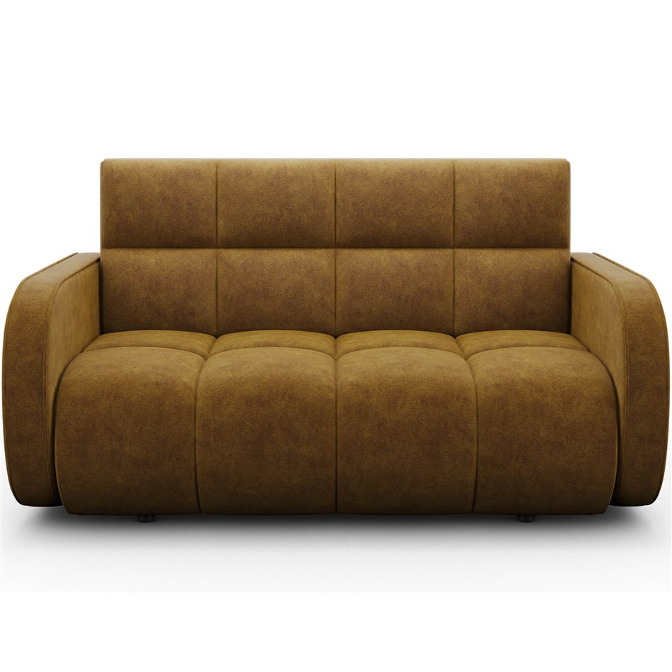 Sofa bed Eldeverio 3-seater, sleeping function, Aura 45, velvet, yellow, H83x154x103cm