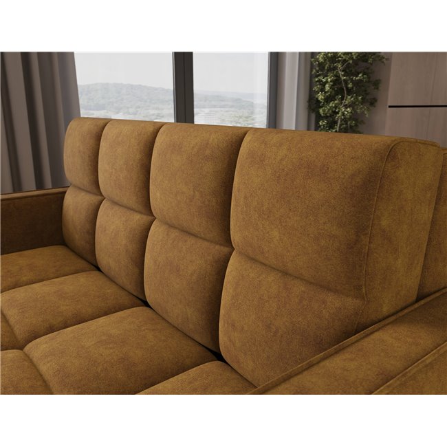 Sofa bed Eldeverio 3-seater, sleeping function, Aura 45, velvet, yellow, H83x154x103cm