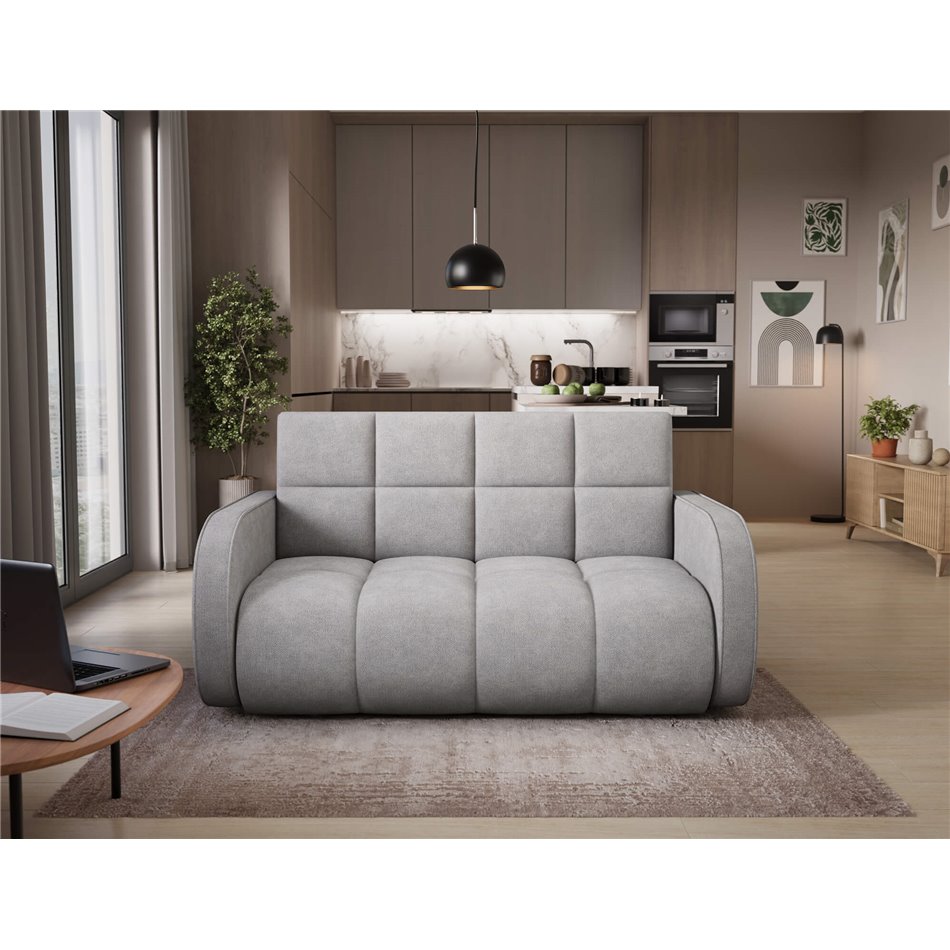 Sofa bed Eldeverio 3-seater, sleeping function, Poco 03, light grey, H83x154x103cm