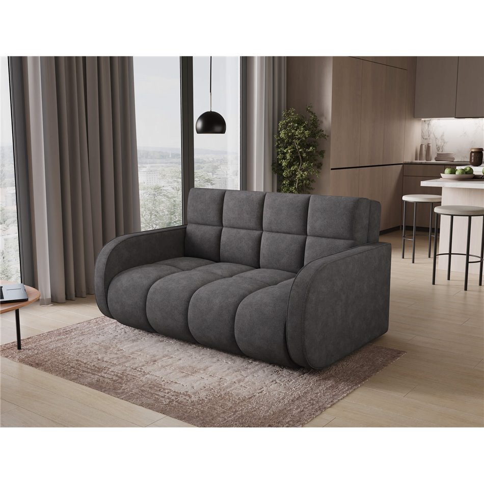 Sofa bed Eldeverio 3-seater, sleeping function, Poco 04, dark grey, H83x154x103cm