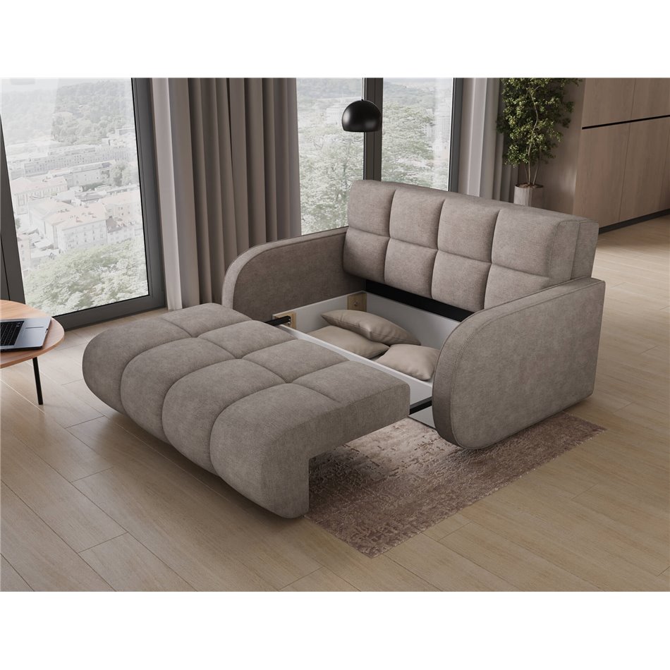 Sofa bed Eldeverio 3-seater, sleeping function, Poco 07, beige, H83x154x103cm