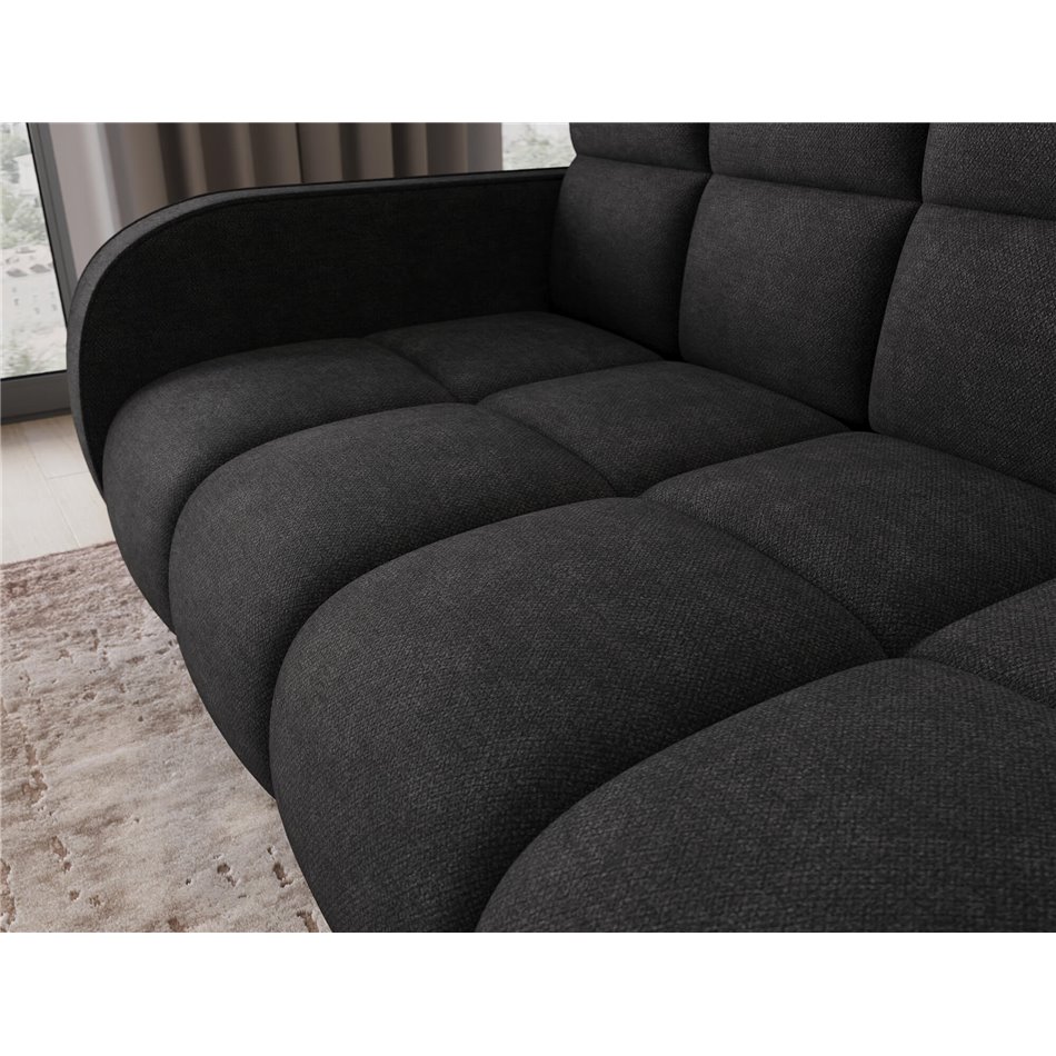 Sofa bed Eldeverio 3-seater, sleeping function, Poco 10, black, H83x154x103cm