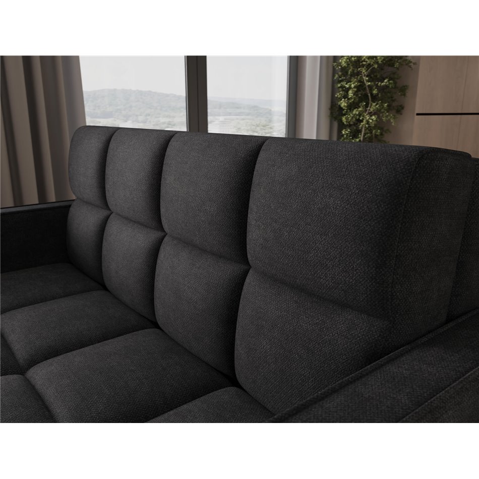 Sofa bed Eldeverio 3-seater, sleeping function, Poco 10, black, H83x154x103cm