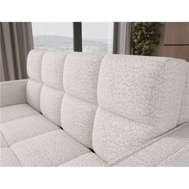 Sofa bed Eldeverio 3-seater, sleeping function, Royal 01, boucle, white, H83x154x103cm