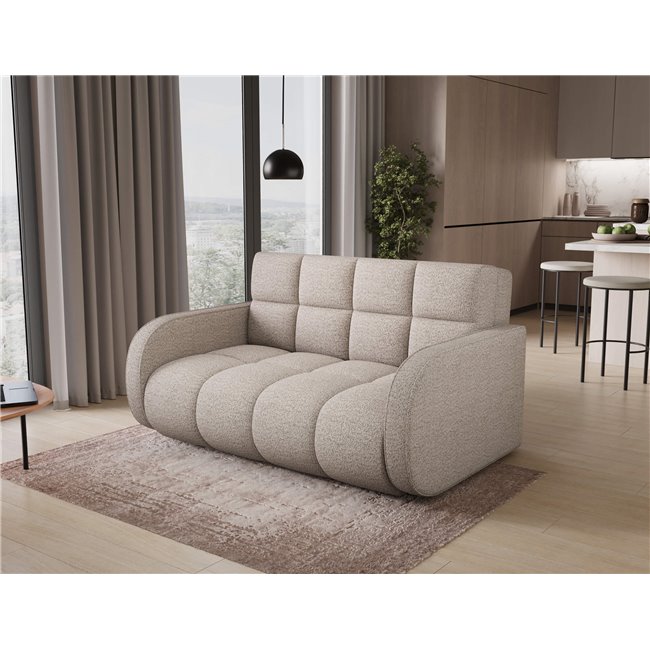 Sofa bed Eldeverio 3-seater, sleeping function, Royal 18, boucle, beige, H83x154x103cm