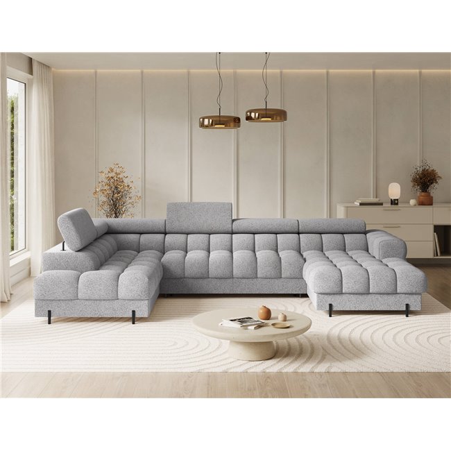 U-shaped sofa Elferaria L, sleeping function, Pellerito 03, grey, H93x358x202cm