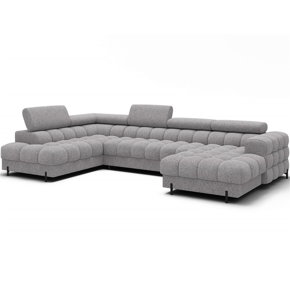 U-shaped sofa Elferaria L, sleeping function, Pellerito 03, grey, H93x358x202cm