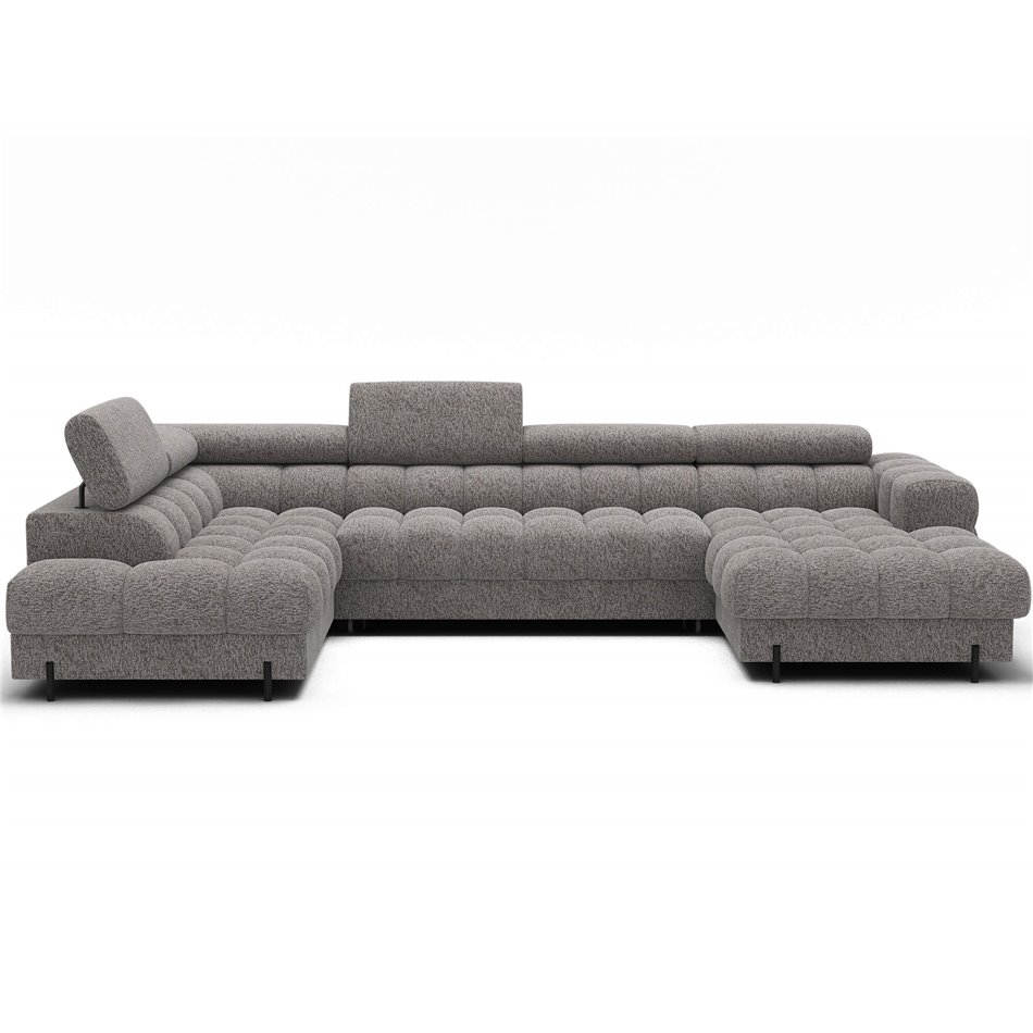 U-shaped sofa Elferaria L, sleeping function, Pellerito 20, grey, H93x358x202cm