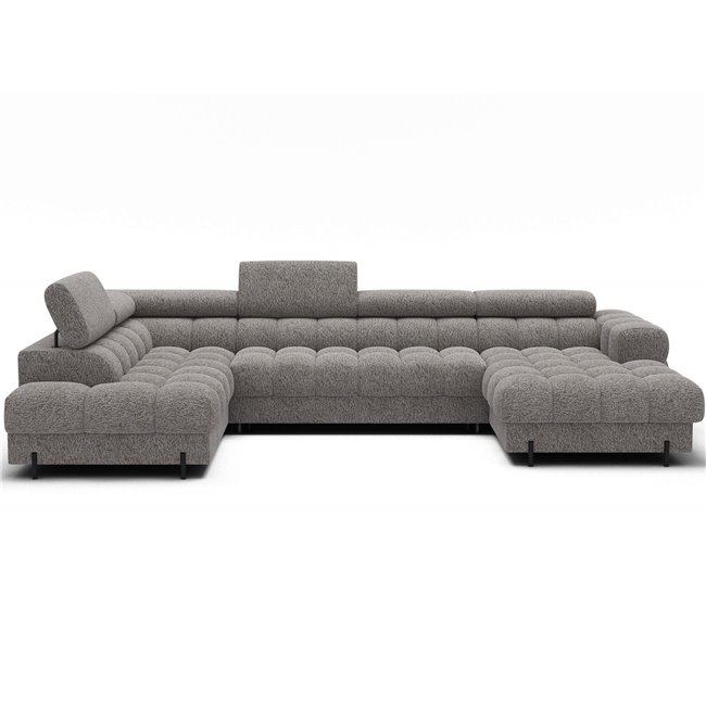 U-shaped sofa Elferaria L, sleeping function, Pellerito 20, grey, H93x358x202cm