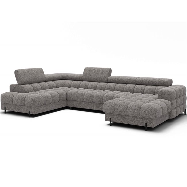 U-shaped sofa Elferaria L, sleeping function, Pellerito 20, grey, H93x358x202cm