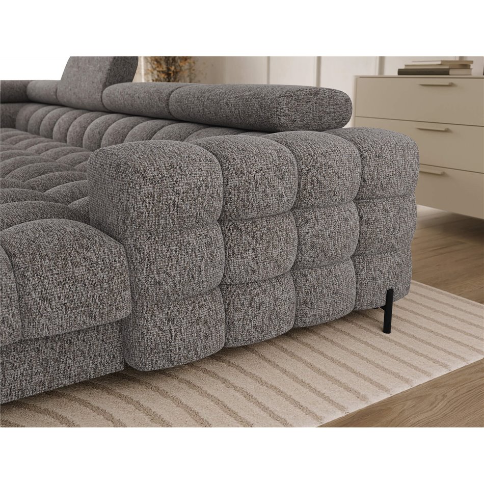 U-shaped sofa Elferaria L, sleeping function, Pellerito 20, grey, H93x358x202cm