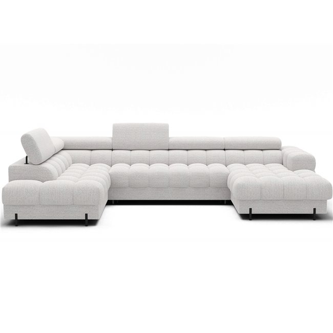 U-shaped sofa Elferaria L, sleeping function, Royal 01, boucle, white, H93x358x202cm