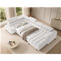 U-shaped sofa Elferaria L, sleeping function, Royal 01, boucle, white, H93x358x202cm