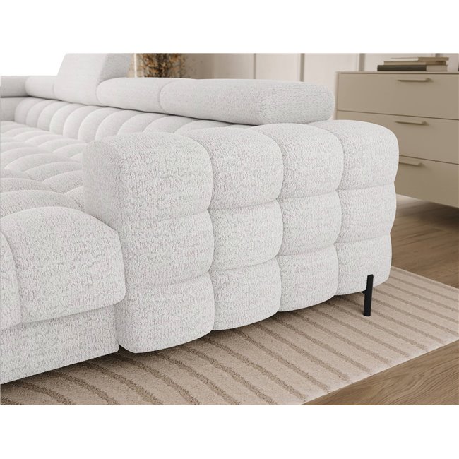 U-shaped sofa Elferaria L, sleeping function, Royal 01, boucle, white, H93x358x202cm