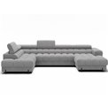 U-shaped sofa Elferaria L, sleeping function, Royal 03, boucle, grey, H93x358x202cm
