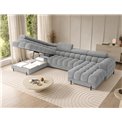 U-shaped sofa Elferaria L, sleeping function, Royal 03, boucle, grey, H93x358x202cm
