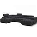 U-shaped sofa Elferaria L, sleeping function, Royal 05, boucle, dark grey, H93x358x202cm