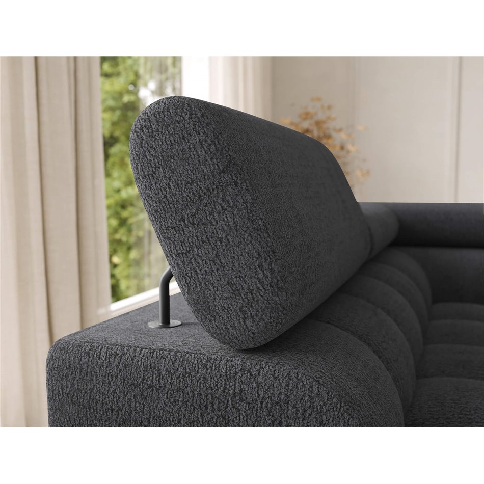 U-shaped sofa Elferaria L, sleeping function, Royal 05, boucle, dark grey, H93x358x202cm
