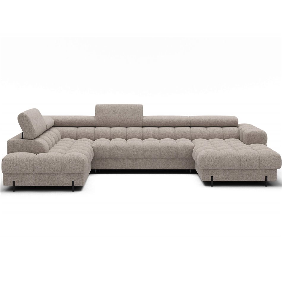 U-shaped sofa Elferaria L, sleeping function, Royal 18, boucle, beige, H93x358x202cm