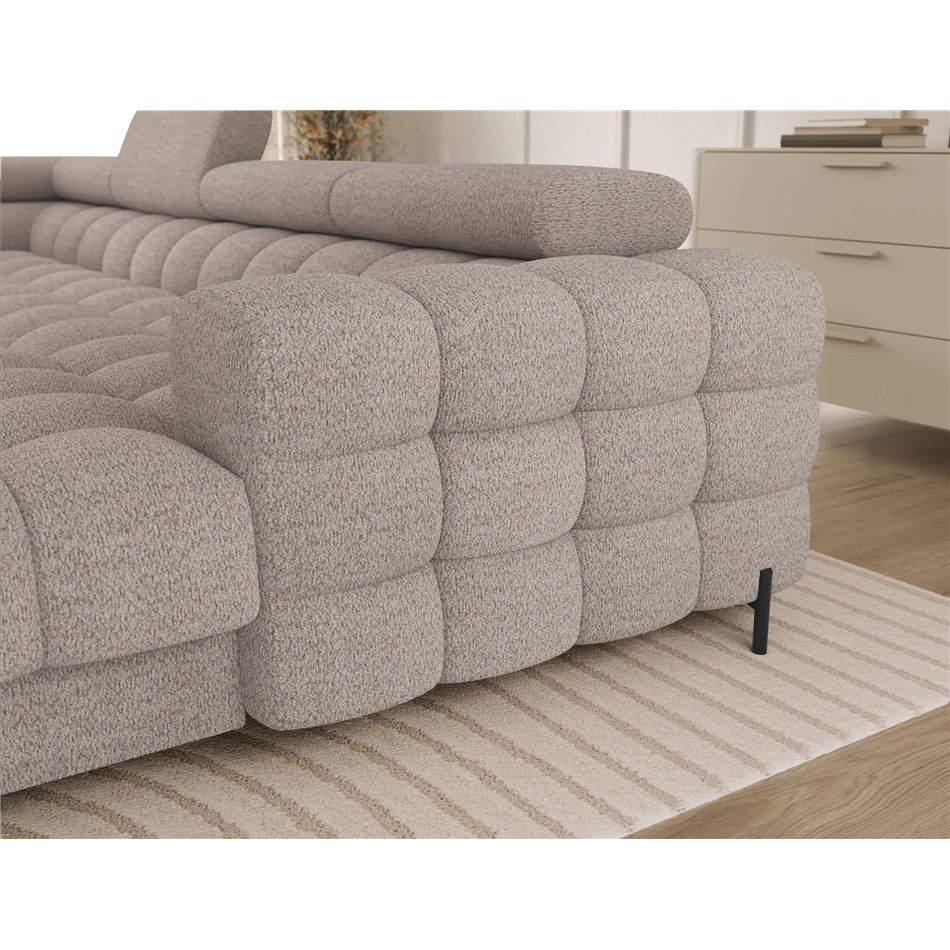 U-shaped sofa Elferaria L, sleeping function, Royal 18, boucle, beige, H93x358x202cm