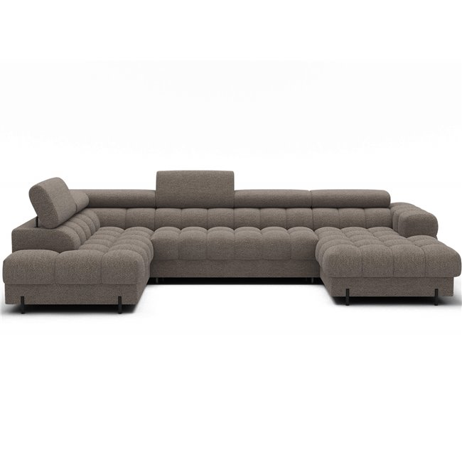 U-shaped sofa Elferaria L, sleeping function, Royal 20, boucle, dark beige, H93x358x202cm