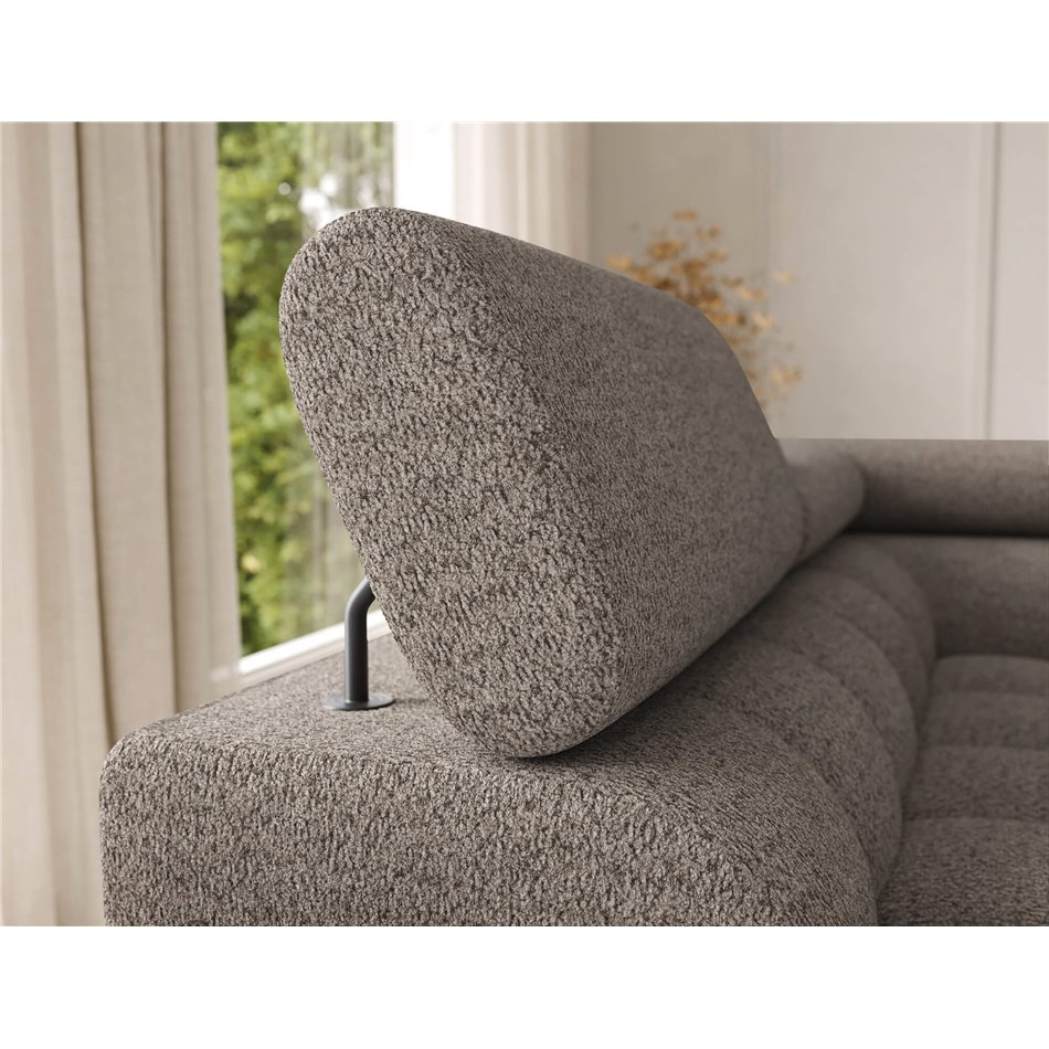 U-shaped sofa Elferaria L, sleeping function, Royal 20, boucle, dark beige, H93x358x202cm