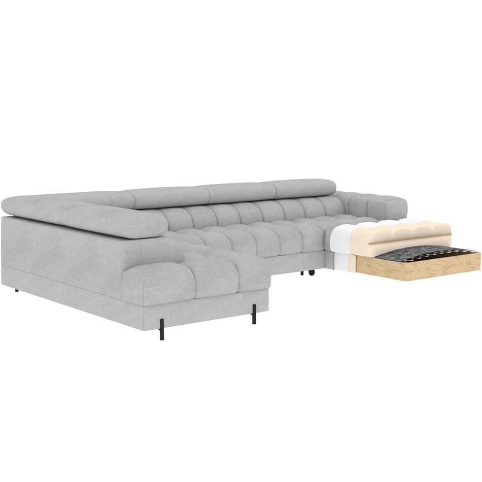 U-shaped sofa Elferaria L, sleeping function, Sola 18, beige, H93x358x202cm