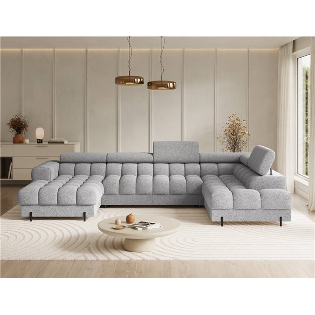 U-shaped sofa Elferaria R, sleeping function, Pellerito 03, grey, H93x358x202cm
