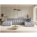 U-shaped sofa Elferaria R, sleeping function, Pellerito 03, grey, H93x358x202cm