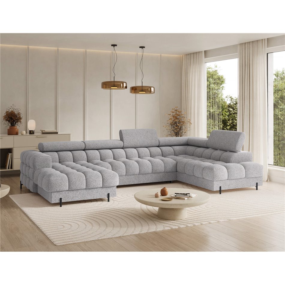 U-shaped sofa Elferaria R, sleeping function, Pellerito 03, grey, H93x358x202cm