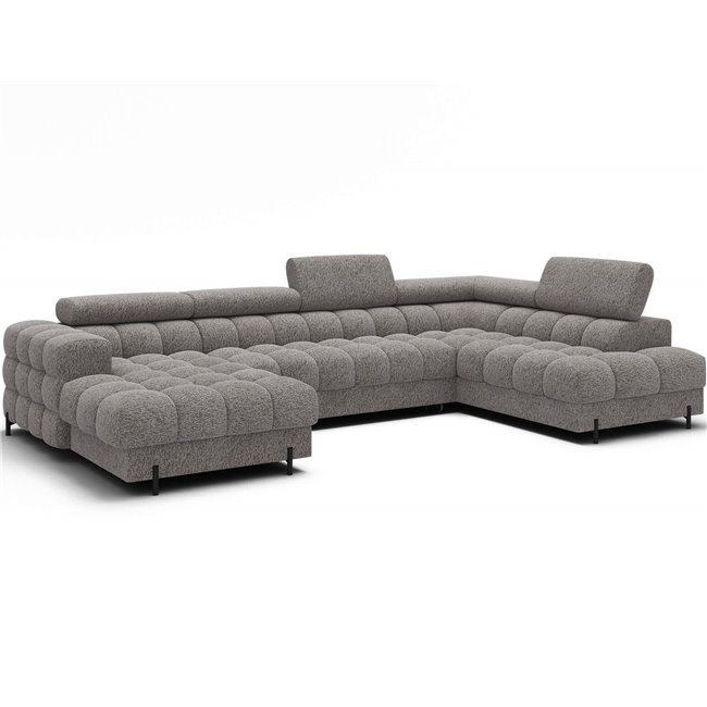 U-shaped sofa Elferaria R, sleeping function, Pellerito 20, grey, H93x358x202cm