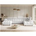U-shaped sofa Elferaria R, sleeping function, Royal 01, boucle, white, H93x358x202cm