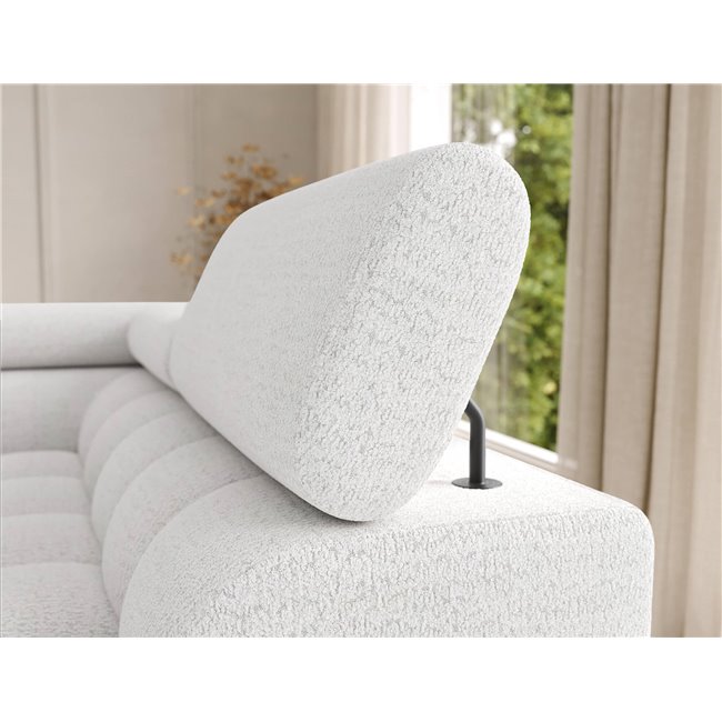 U-shaped sofa Elferaria R, sleeping function, Royal 01, boucle, white, H93x358x202cm