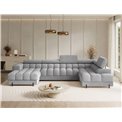 U-shaped sofa Elferaria R, sleeping function, Royal 03, boucle, grey, H93x358x202cm