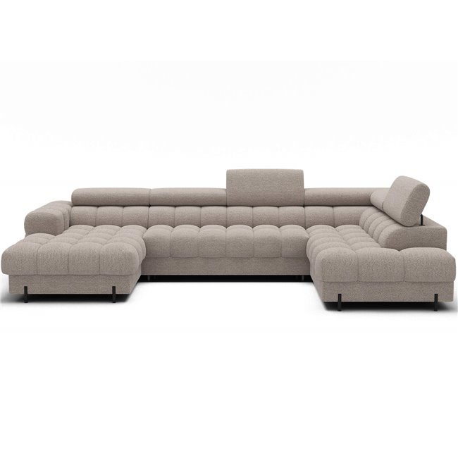 U-shaped sofa Elferaria R, sleeping function, Royal 18, boucle, beige, H93x358x202cm