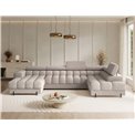 U-shaped sofa Elferaria R, sleeping function, Royal 18, boucle, beige, H93x358x202cm