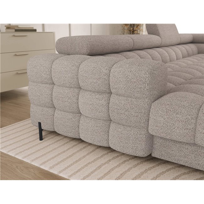 U-shaped sofa Elferaria R, sleeping function, Royal 18, boucle, beige, H93x358x202cm