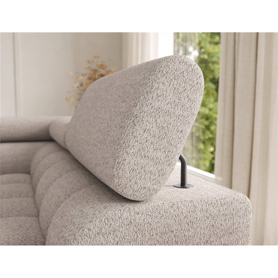 U-shaped sofa Elferaria R, sleeping function, Royal 18, boucle, beige, H93x358x202cm