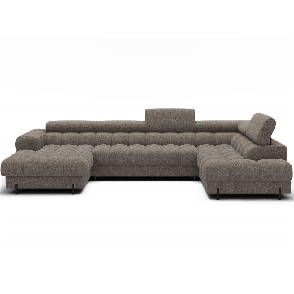 U-shaped sofa Elferaria R, sleeping function, Royal 20, boucle, dark beige, H93x358x202cm
