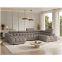 U-shaped sofa Elferaria R, sleeping function, Royal 20, boucle, dark beige, H93x358x202cm