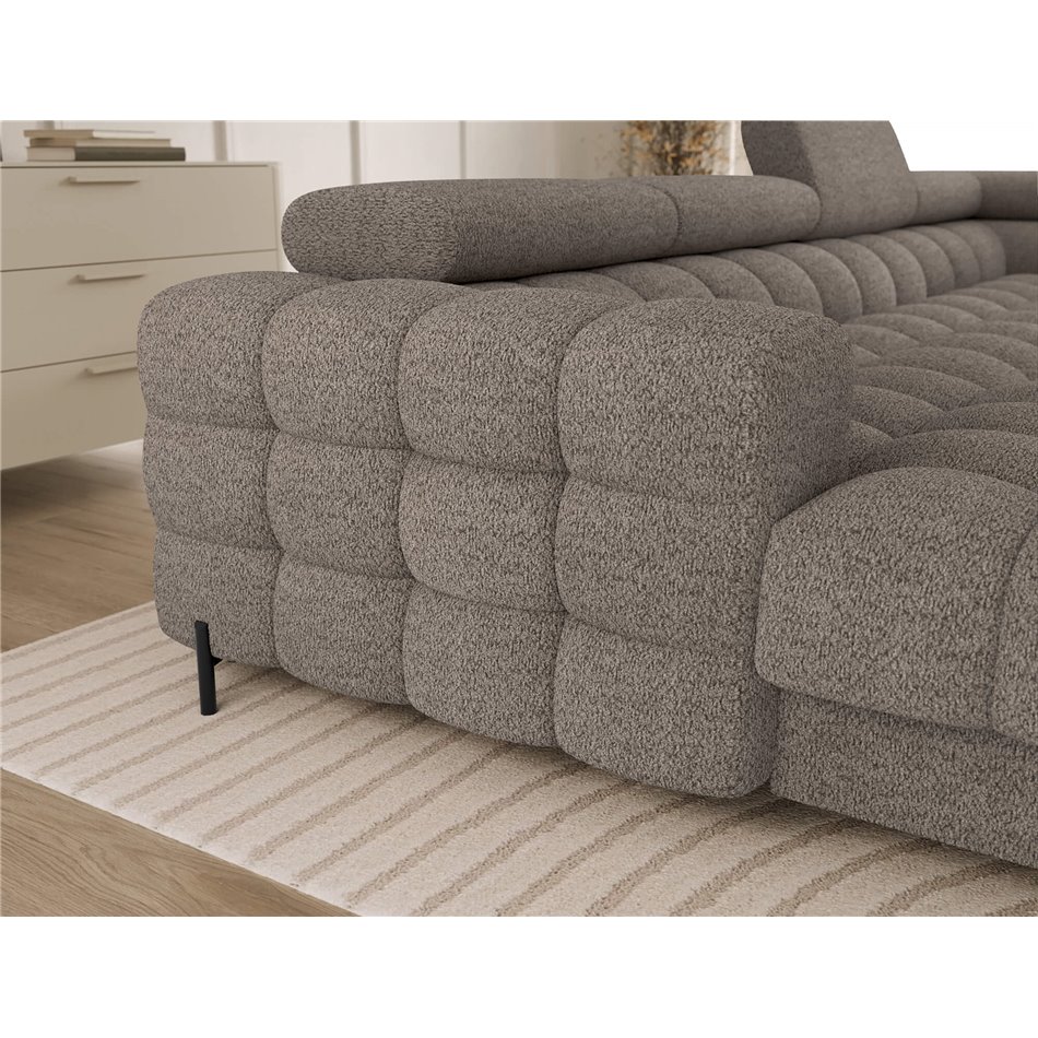U-shaped sofa Elferaria R, sleeping function, Royal 20, boucle, dark beige, H93x358x202cm