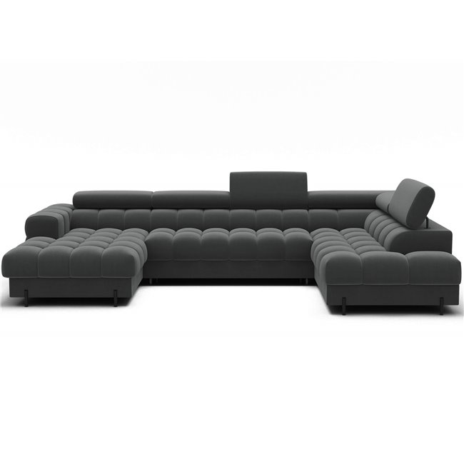 U-shaped sofa Elferaria R, sleeping function, Sola 06, dark grey, H93x358x202cm