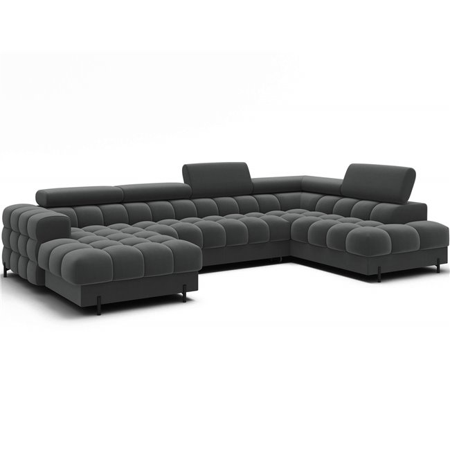 U-shaped sofa Elferaria R, sleeping function, Sola 06, dark grey, H93x358x202cm