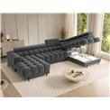U-shaped sofa Elferaria R, sleeping function, Sola 06, dark grey, H93x358x202cm
