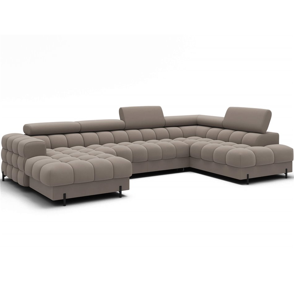 U-shaped sofa Elferaria R, sleeping function, Sola 18, beige, H93x358x202cm