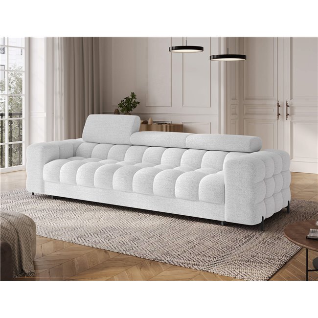 Sofa bed Efestello, sleeping function, Royal 01, boucle, white, H96x260x100cm