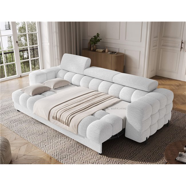 Sofa bed Efestello, sleeping function, Royal 01, boucle, white, H96x260x100cm